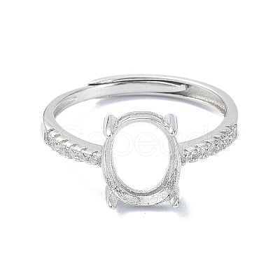 Adjustable 925 Sterling Silver 4 Prongs Ring Settings STER-K179-25P-1