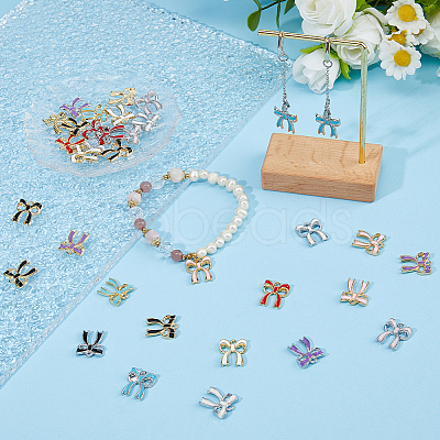 72Pcs 12 Colors Alloy Enamel Pendants ENAM-HS0001-06-1