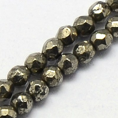 Natural Pyrite Beads Strands G-L031-2mm-03-1
