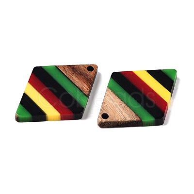 Jamaican Colour Epoxy Resin & Walnut Wood Pendants RESI-N039-122N-1