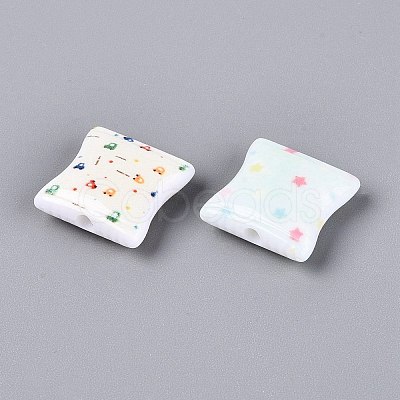 Printed Opaque Acrylic Beads OACR-Q199-02-1