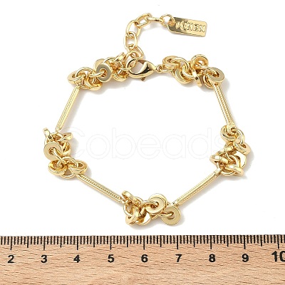 Brass Disc & Stick Beads Link Chain Bracelets for Women BJEW-G781-01G-1