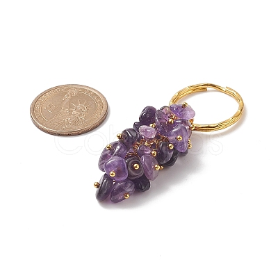 Natural Gemstone Chips Pendant Keychain KEYC-JKC00434-1