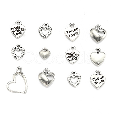 Mixed Tibetan Style Alloy Heart Pendants TIBEP-X0004-01-AS-1