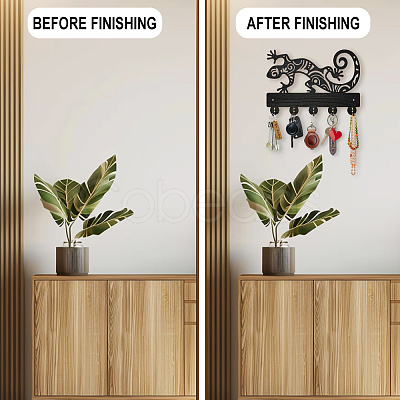 Wood & Iron Wall Mounted Hangers HJEW-WH0055-057-1