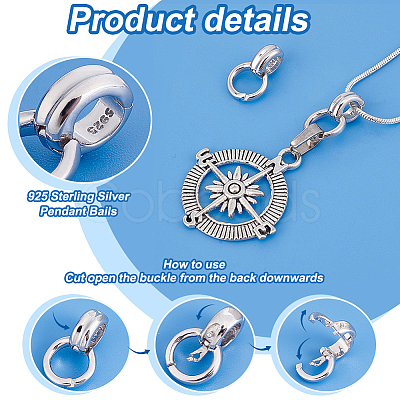 2Pcs 925 Sterling Silver Pendant Bails STER-PH0002-34-1