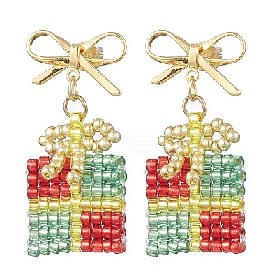 Handmade Glass Seed Beads Dangle Stud Earrings EJEW-MZ00545-04-1