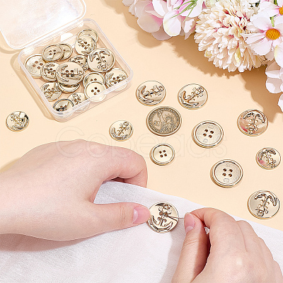 30Pcs 2 Styles Alloy Buttons BUTT-AR0001-20-1