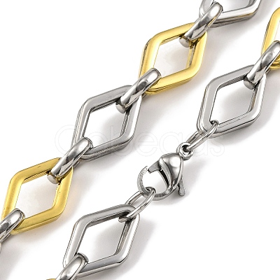 201 Stainless Steel Rhombus Links Chain Necklace NJEW-F22-39N-GP-1