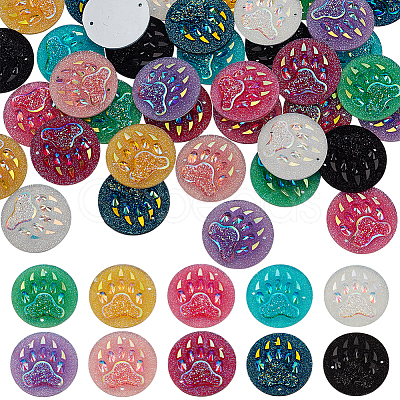 40Pcs 10 Colors Paw Print Resin Sew on Rhinestone RESI-FG0001-07-1