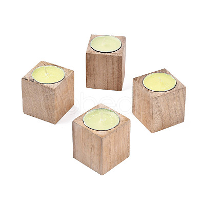 Natural Wood Candle Holder AJEW-T002-01A-1