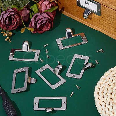 25Pcs Rectangle Zinc Alloy Label Frame Card Holder AJEW-FH0008-75B-1