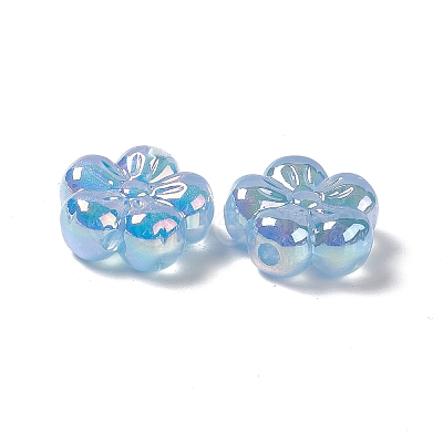 UV Plating Rainbow Iridescent Acrylic Flower Beads PACR-M003-10-1