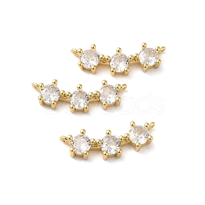 Rack Plating Brass Pave Clear Cubic Zirconia Connector Charms KK-O142-31G-1