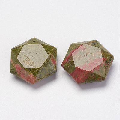 Natural Unakite Pendants G-P264-09-1