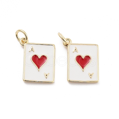 Playing Card Rack Plating Brass Enamel Pendants KK-G512-11G-1