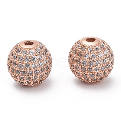 Brass Cubic Zirconia Beads ZIRC-F001-15RG-1