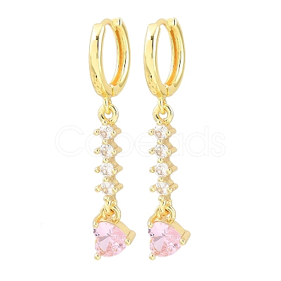 Brass Micro Pave Cubic Zirconia Hoop Dangle Earrings KK-CBA8324-07G-01-1