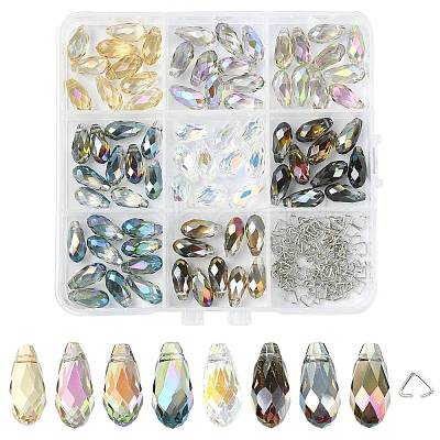 80Pcs 8 Colors Electroplate Transparent Glass Beads EGLA-FS0002-65-1