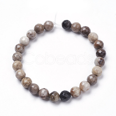 Natural Silver Leaf Jasper Beads Strands G-K181-8mm-O01-1