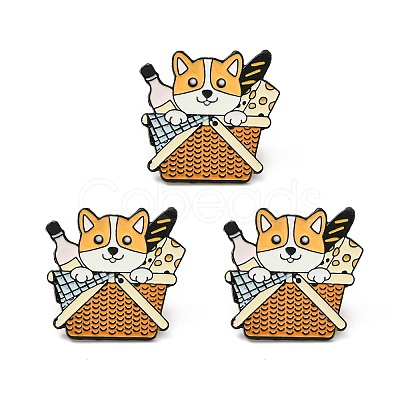 Puppy Dog in Basket Enamel Pin JEWB-I019-17EB-1