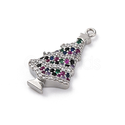Christmas Series Brass Micro Pave Cubic Zirconia Pendants KK-Q010-01P-05-1