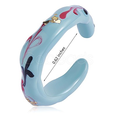 Enamel Flower of Life Twist Wave Open Cuff Ring JR921A-1