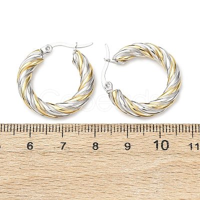 304 Stainless Steel Two Tone Hoop Earrings EJEW-B150-01D-1