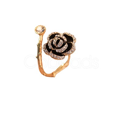 Alloy Rhinestone Adjustable Open Cuff Rings FS-WG54D79-01-1