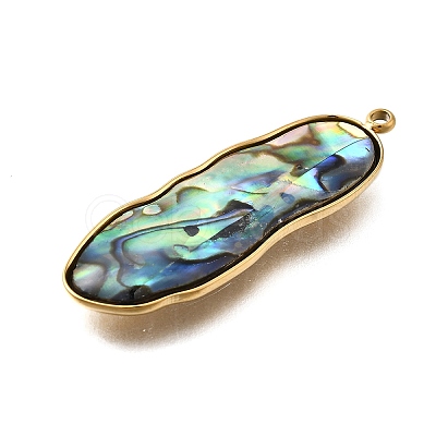 304 Stainless Steel Pave Natural Paua Shell Pendants STAS-Z125-01C-G-1