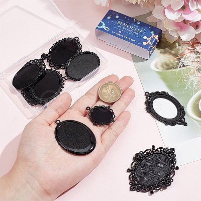 10Pcs 10 Styles Oval Alloy Pendants Cabochon Settings FIND-SC0009-96-1
