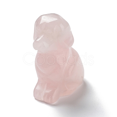 Natural Rose Quartz Carved Healing Dog Figurines DJEW-F025-01E-1