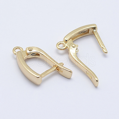 Brass Hoop Earring Findings with Latch Back Closure X-KK-F728-06G-A-NF-1