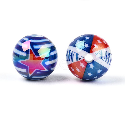 Independence Day Theme Printed Opaque Acrylic Beads MACR-T048-10A-1