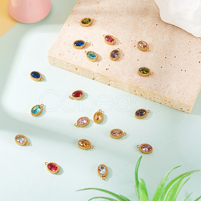 20Pcs 10 Colors 304 Stainless Steel Micro Pave Cubic Zirconia Charms STAS-TA0002-92-1