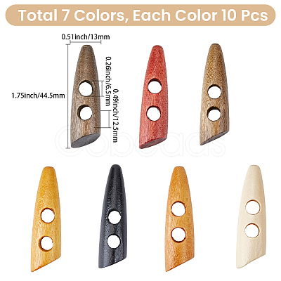 70Pcs 7 Colors 2-Hole Wood Buttons BUTT-GF0004-20-1
