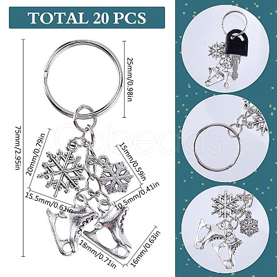 20Pcs Alloy Keychain KEYC-SC0001-15B-1
