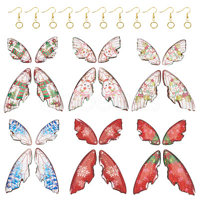 DIY Christmas Theme Epoxy Resin Wing Dangle Earring Kits DIY-TA0010-31-1