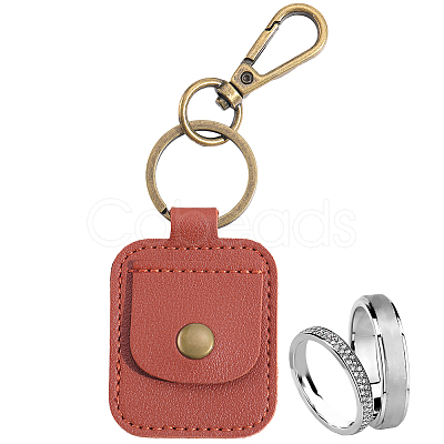 Rectangle PU Leather Ring Holder Pendant Decoration AJEW-WH20054-027D-1
