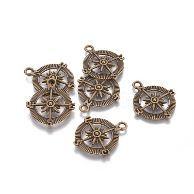 Tibetan Style Alloy Compass Pendants TIBEP-S272-AB-FF-1
