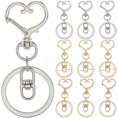 18Pcs 3 Style Alloy Keychain Clasps KEYC-SP0001-49B-1