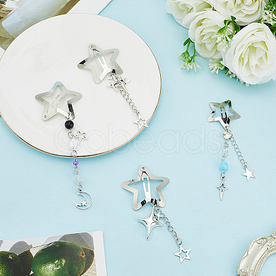 4Pcs 4 Styles Star Alloy Snap Hair Clips PHAR-CY0001-06-1