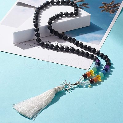 Sun and Tassel Big Pendant Buddhist Necklace NJEW-JN03804-1