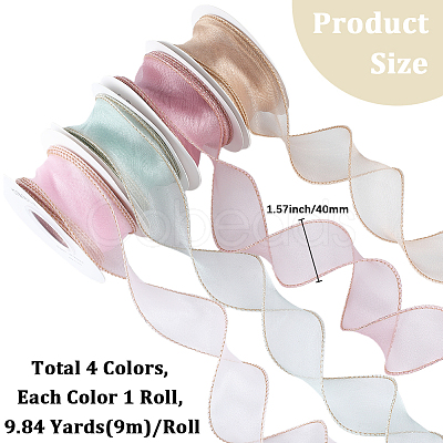 4 Rolls 4 Colors Polyester Organza Ribbon PAAG-CY0001-03A-1