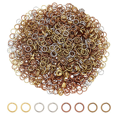 1600Pcs 4 Colors  Iron Brass Open Jump Ring IFIN-ME0001-15-1