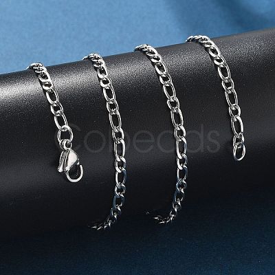 Non-Tarnish 304 Stainless Steel Figaro Chain Necklaces NJEW-E143-04P-1