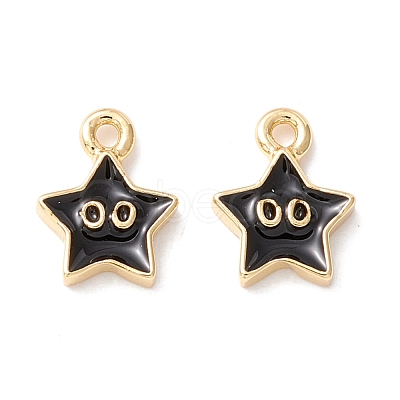 Rack Plating Eco-friendly Brass Enamel Charms KK-D073-01G-02-NR-1