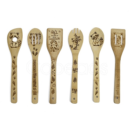 6Pcs 6 Styles Bamboo Spoons & Knifes & Forks WD-XCP0001-01-1