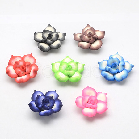 Handmade Polymer Clay 3D Flower Lotus Beads X-CLAY-Q203-25mm-M-1