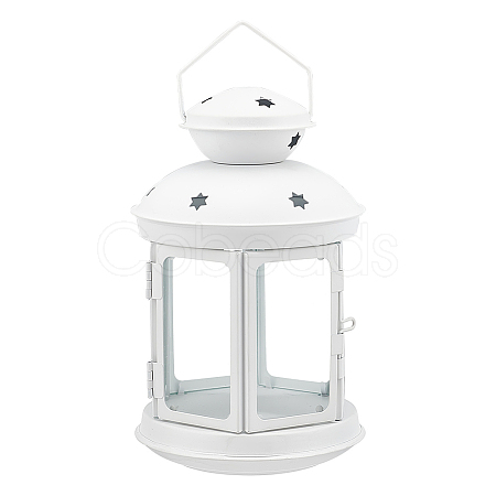 Portable Iron Candle Holder with Clear Glass Window AJEW-WH0299-85A-1